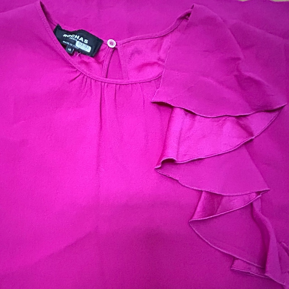 EUC RTR ROCHAS PARIS RUFFLE TOP WITH BACK KEYHOLE DETAIL FR48 - Picture 4 of 8